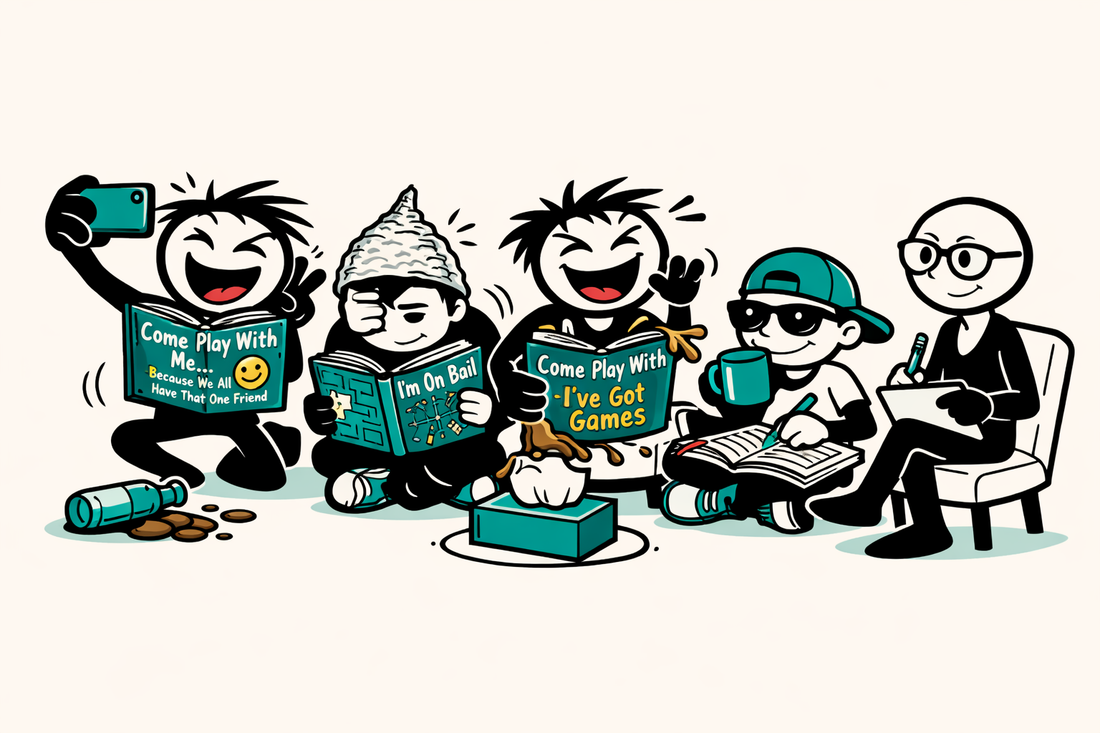 friends doing group therapy together while reading adult activity books 