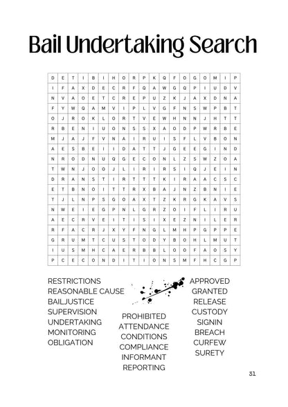 Text on a white background with black text I'm on Bail -  Guided Activity Book